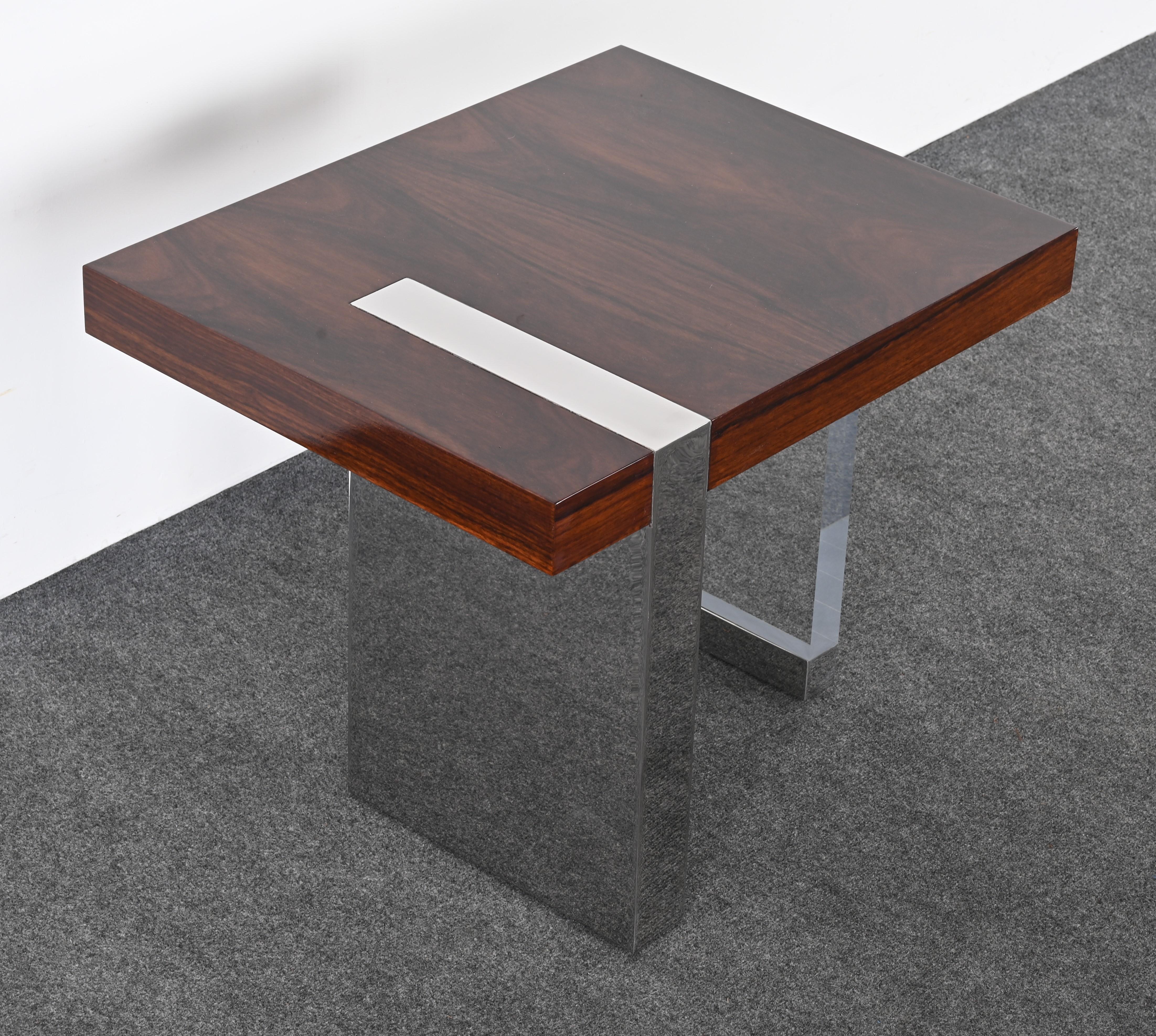 Vladimir Kagan for Gucci Lucite, Stainless Steel and Rosewood End Table, 1990s 2