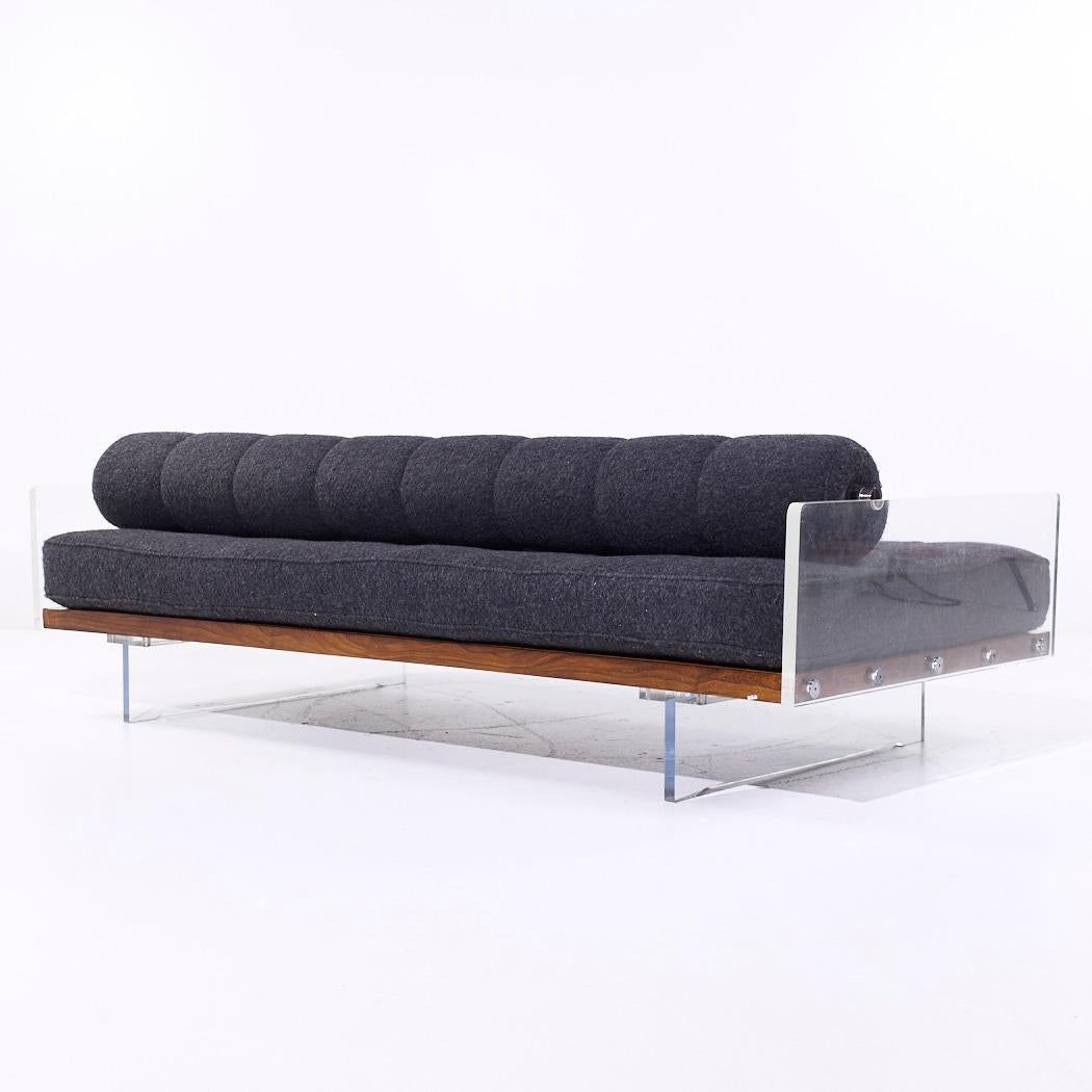 Tissu d'ameublement Vladimir Kagan pour Holly HUNT Canapé-lit à dossier roulant en lucite, milieu de siècle en vente