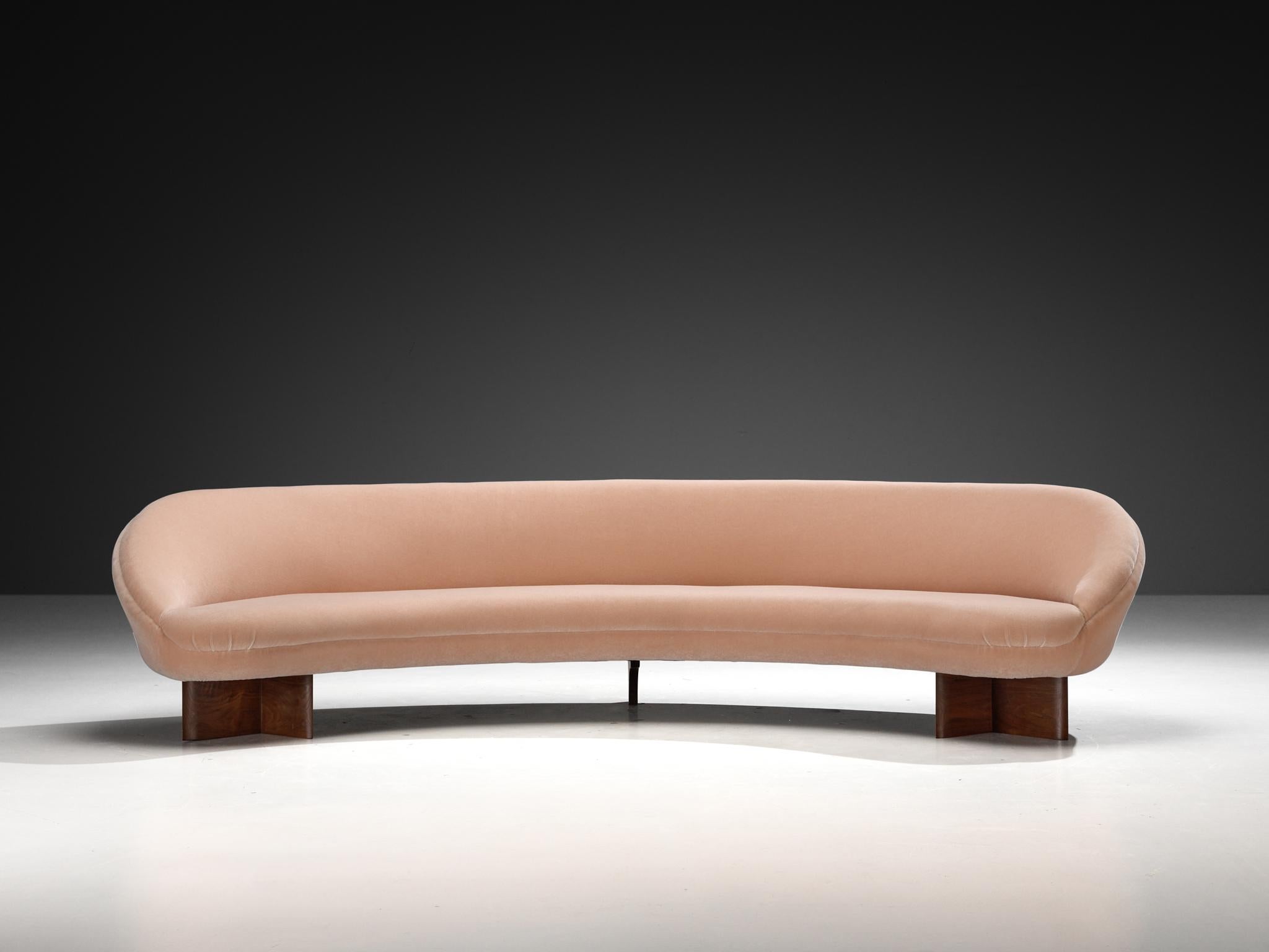 Divano '6999' in mohair e noce di Vladimir Kagan per Kagan-Dreyfuss, Inc. In condizioni buone in vendita a Waalwijk, NL