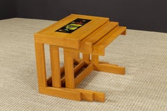 Vladimir Kagan for Kagan-Dreyfuss Nesting Tables w Kasuba Tiles, c 1950, Signed