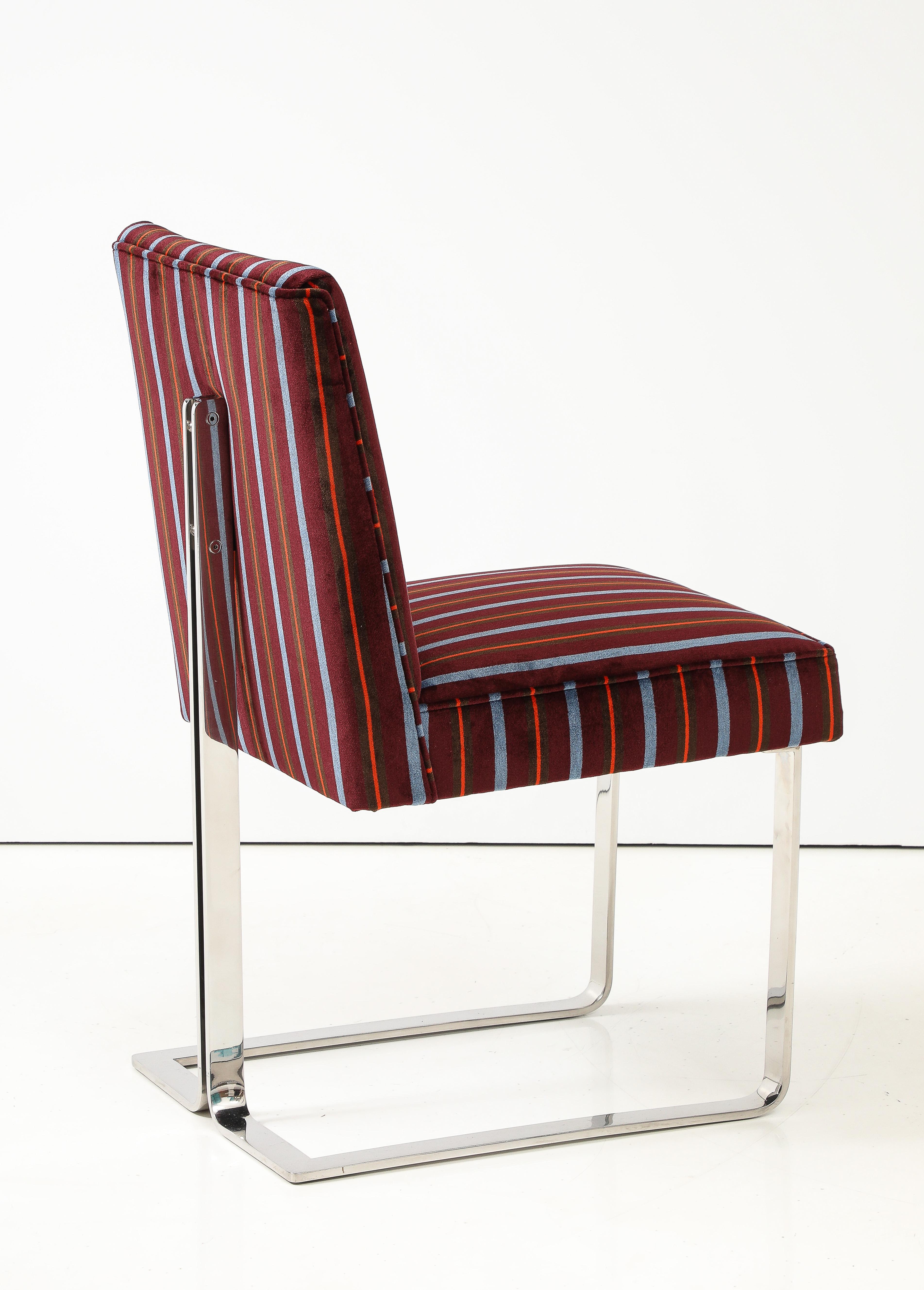 Vladimir Kagan For Kagan-Dreyfuss Steel And Velvet Dining Chairs Set Of 8 For Sale 8