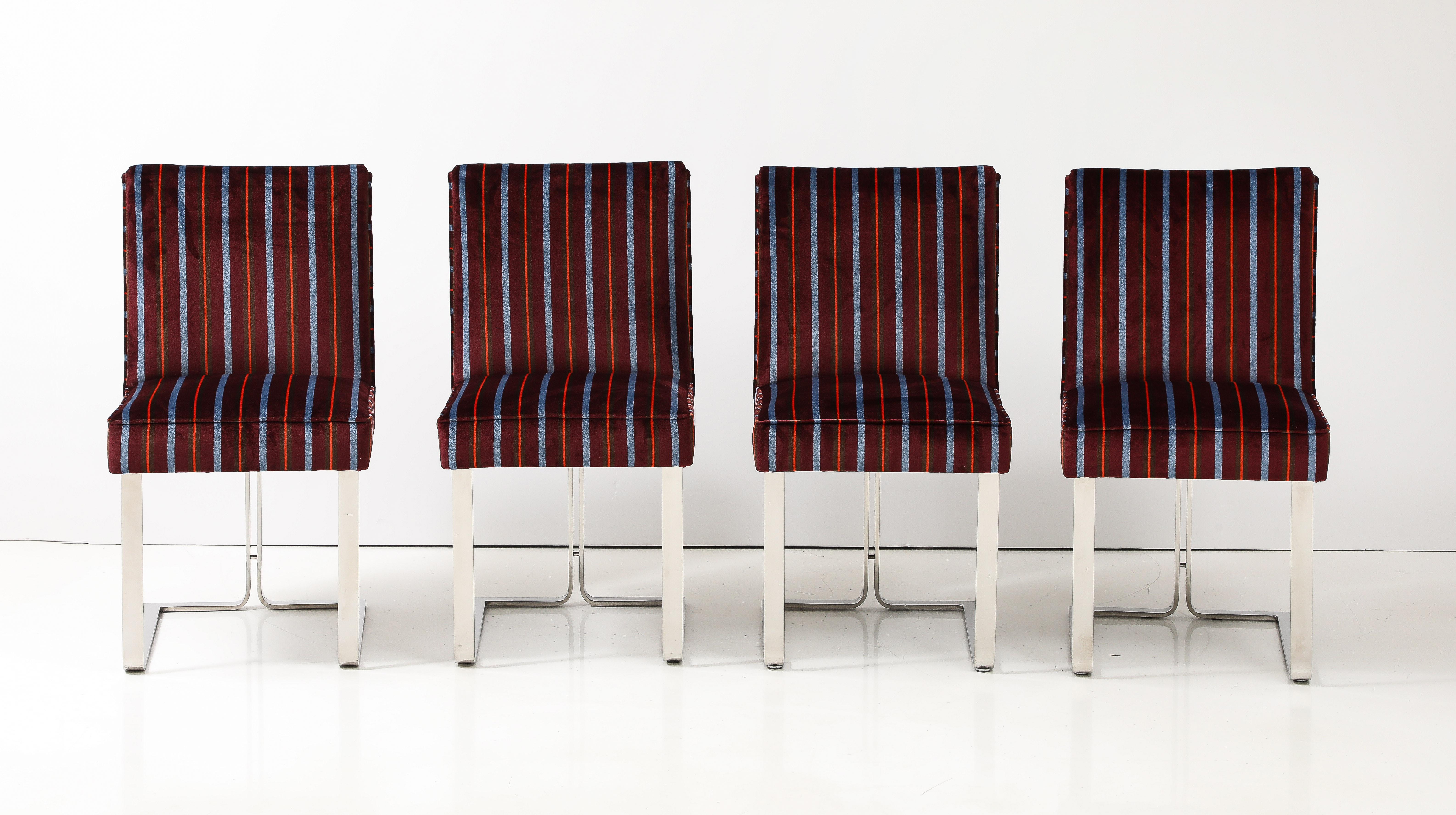 Vladimir Kagan For Kagan-Dreyfuss Steel And Velvet Dining Chairs Set Of 8 For Sale 9