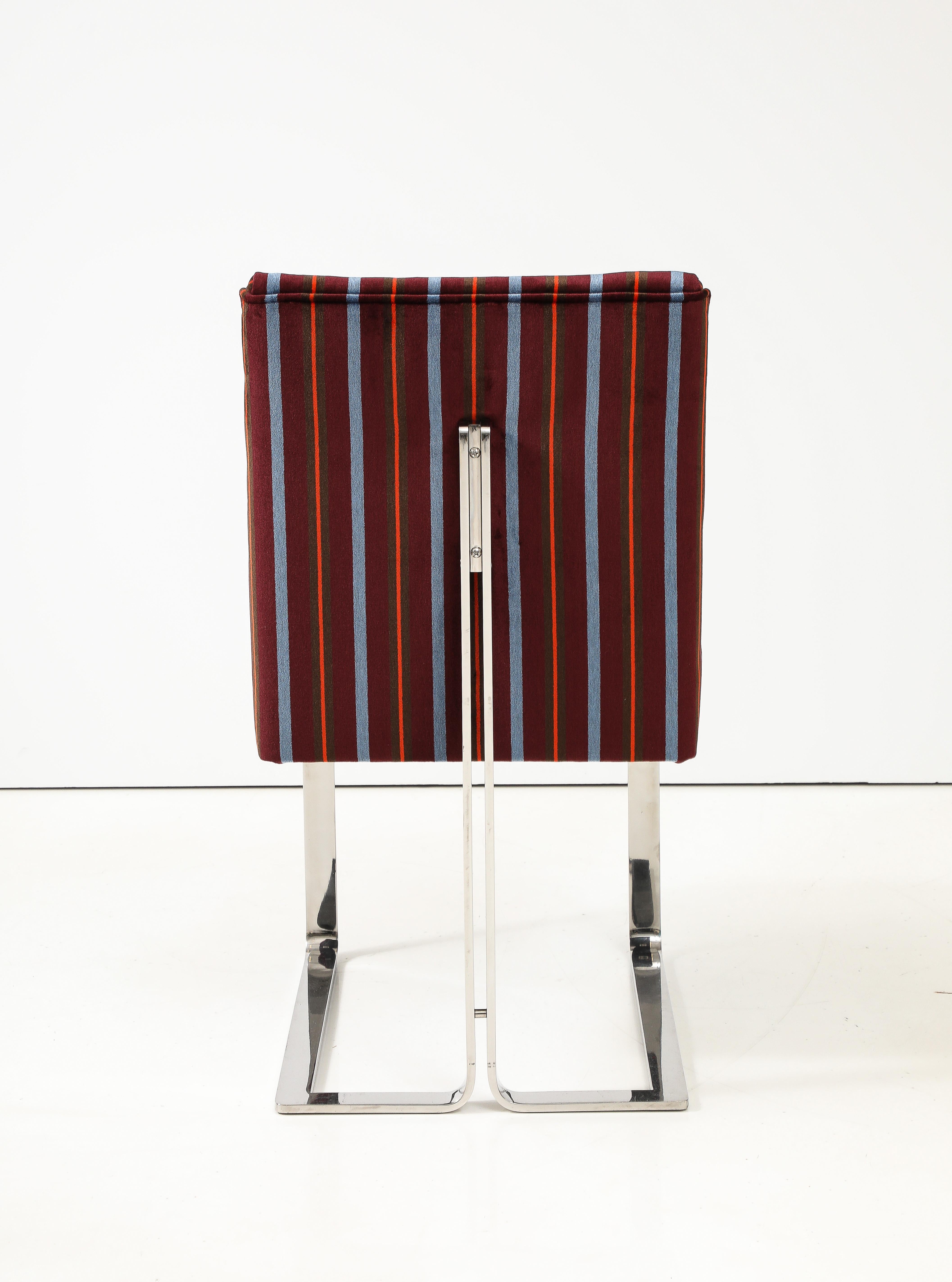 Vladimir Kagan For Kagan-Dreyfuss Steel And Velvet Dining Chairs Set Of 8 For Sale 1