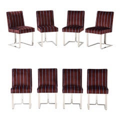 Vladimir Kagan For Kagan-Dreyfuss Steel And Velvet Dining Chairs Set Of 8