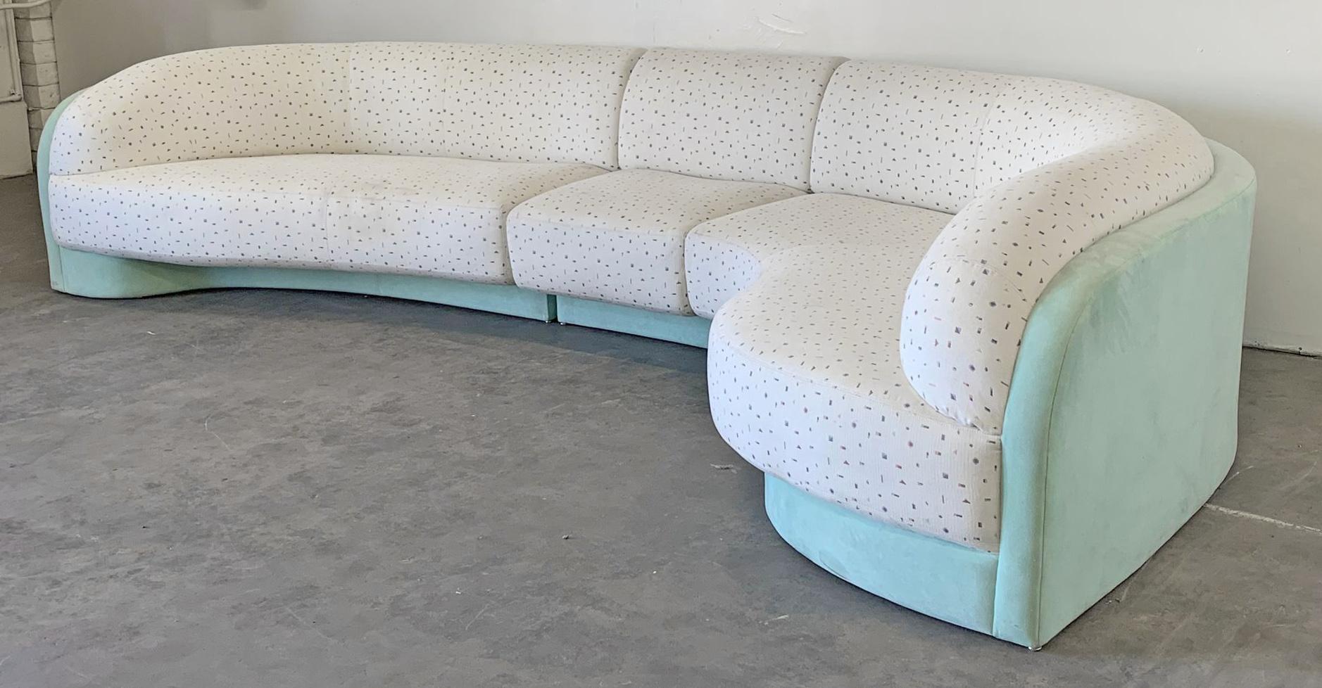 M. Fillmore Harty for Preview 3-Piece Sectional Sofa, Mint and Confetti, 1990s In Good Condition In Culver City, CA