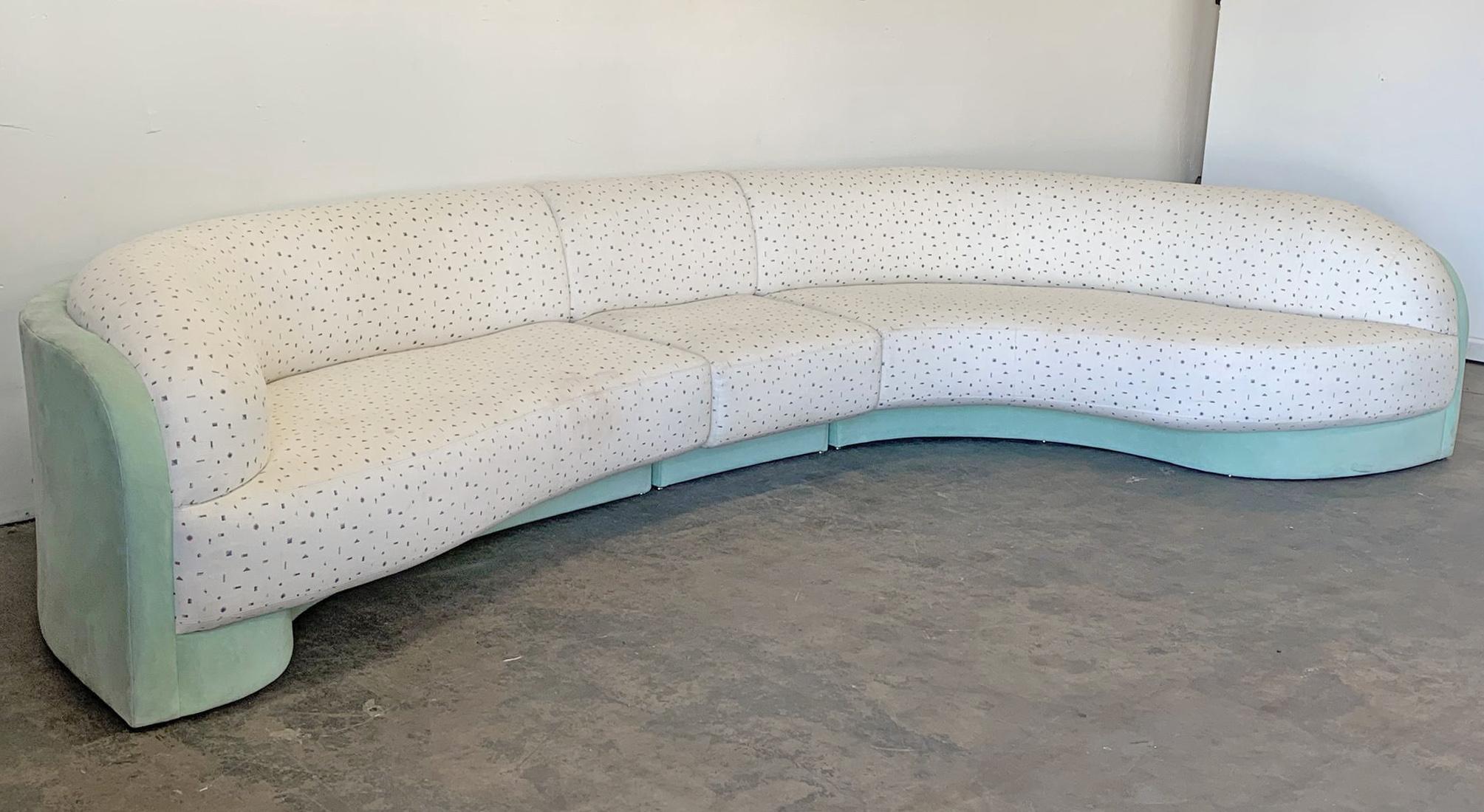 Late 20th Century M. Fillmore Harty for Preview 3-Piece Sectional Sofa, Mint and Confetti, 1990s