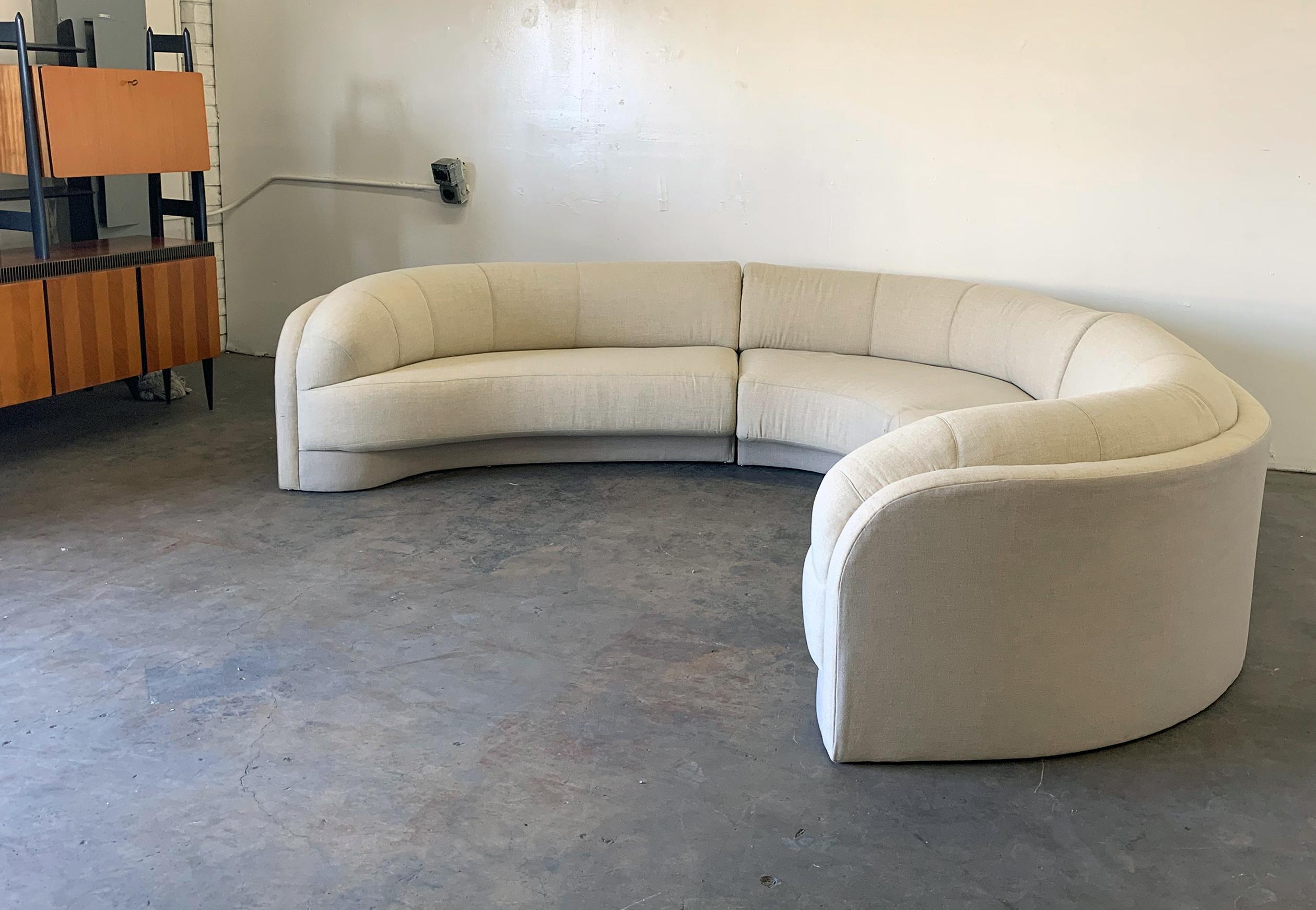 Modern M. Fillmore Harty for Preview 3-Piece Sectional Tan Linen, 1990s