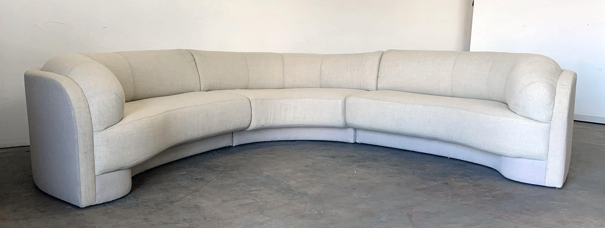 M. Fillmore Harty for Preview 3-Piece Sectional Tan Linen, 1990s In Good Condition In Culver City, CA