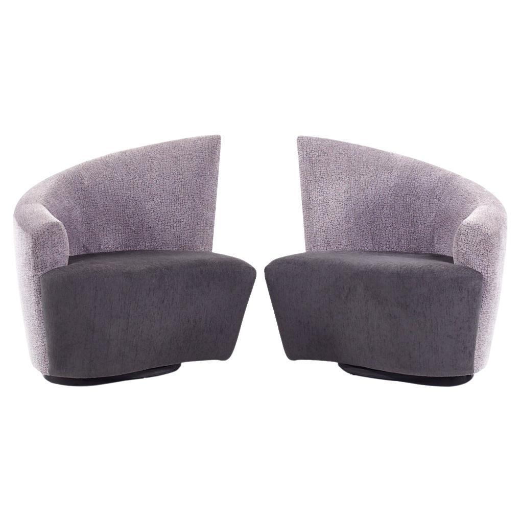 Vladimir Kagan for Preview Bilbao Mid Century Swivel Lounge Chairs - Pair For Sale