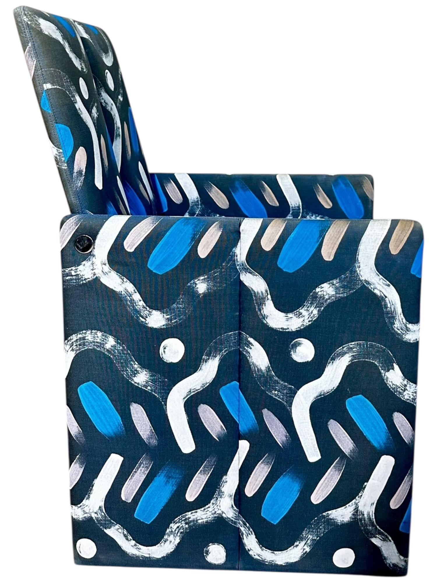 Vladimir Kagan for Preview Hand Painted Fabric Dining Chairs For Sale 3