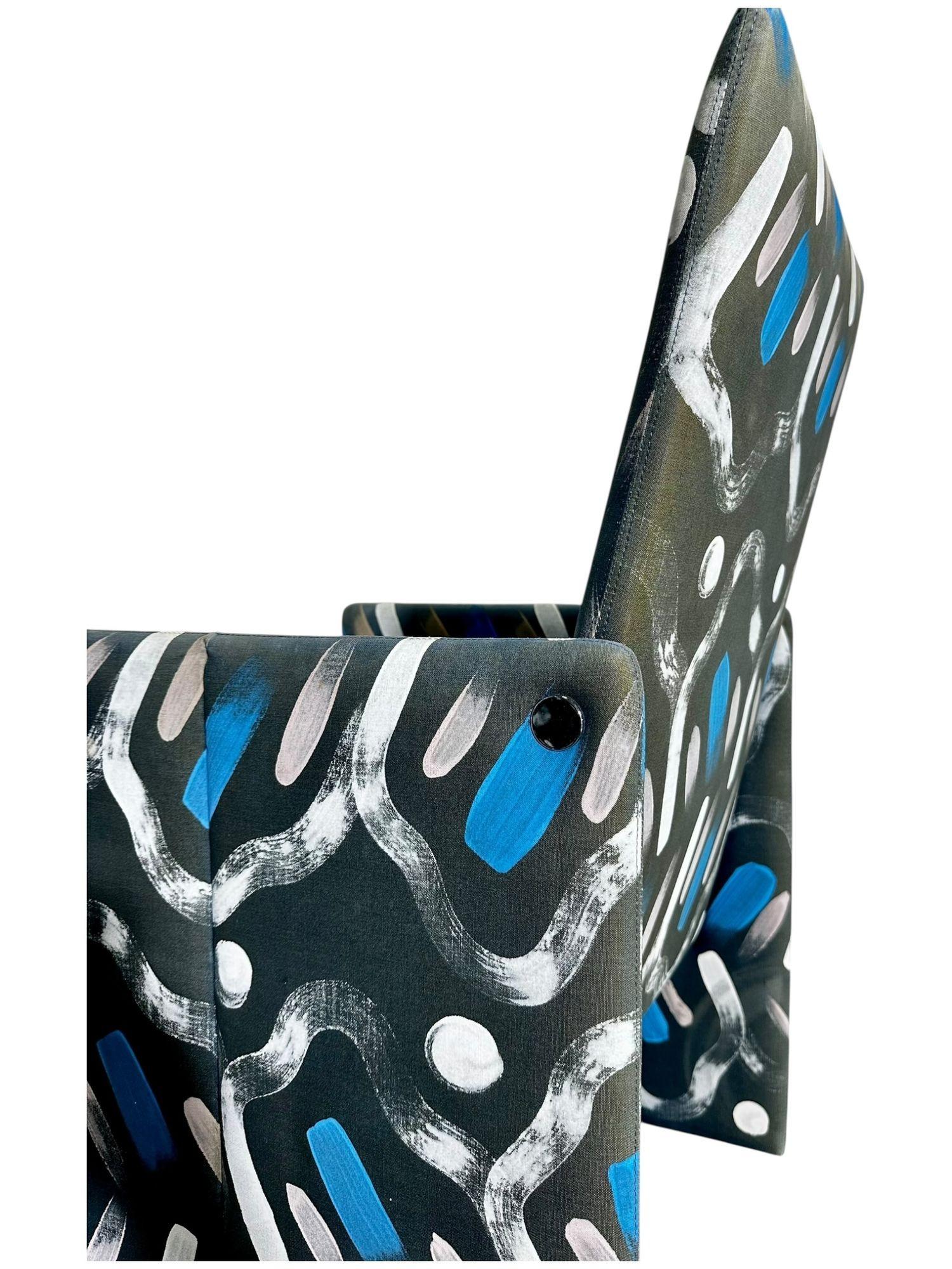 Vladimir Kagan for Preview Hand Painted Fabric Dining Chairs For Sale 2