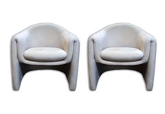 Vladimir Kagan for Preview Pair of 1980s Off White Chairs Mid Century Modern