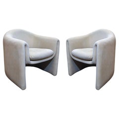 Vladimir Kagan pour Preview paire de chaises blanc cassé des années 1980, mi-siècle moderne