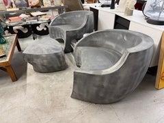 Vladimir Kagan for Ralph Pucci Ltd Edition Grey Foundry Chairs and Ottoman