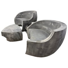 Vladimir Kagan for Ralph Pucci Ltd Edition Grey Foundry Chairs and Ottoman