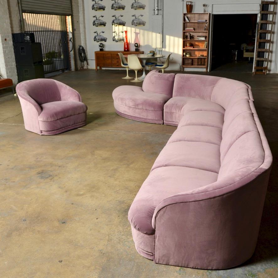 Late 20th Century Vladimir Kagan Four-Piece Sectional Cloud Sofa and Armchair in Velvet for Weiman