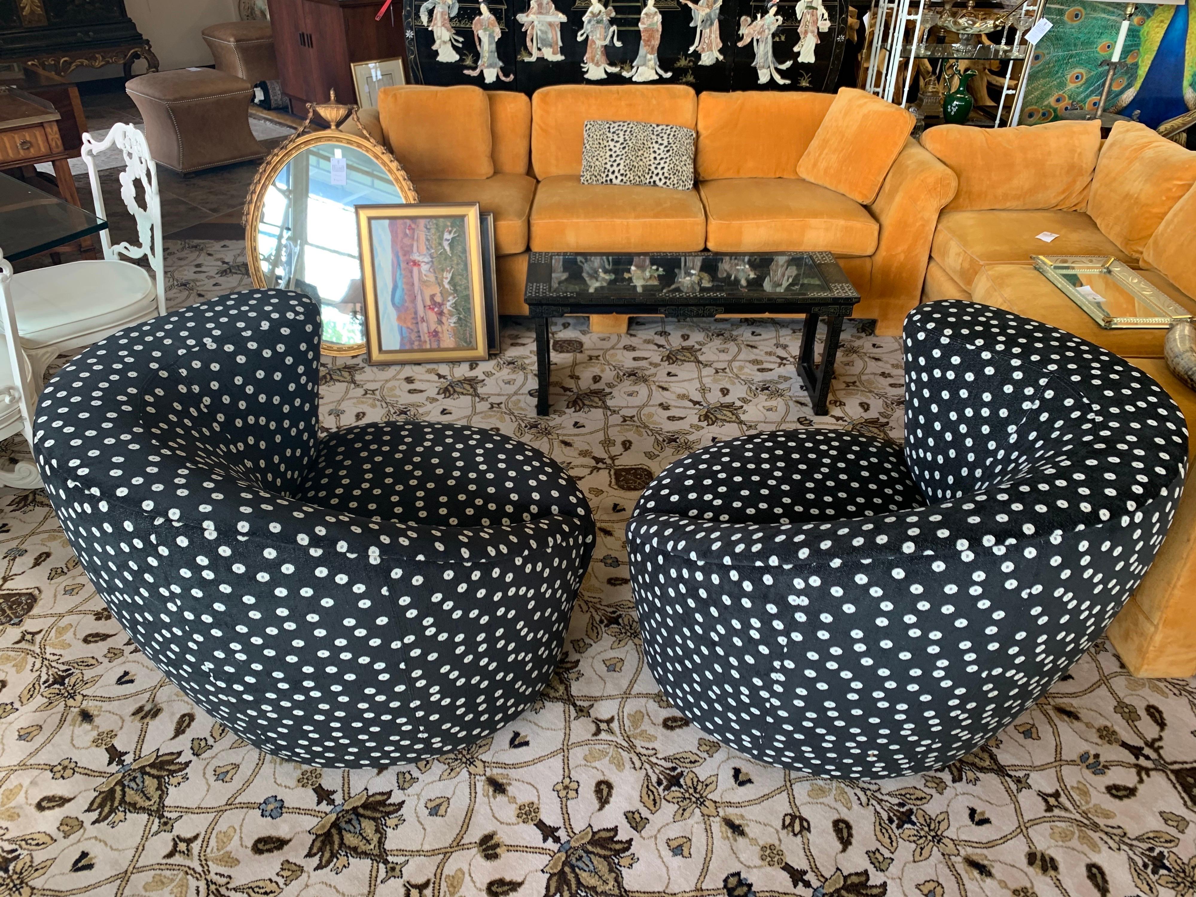 Mid-Century Modern Vladimir Kagan for Weiman Pair of Nautilus Corksrew Swivel Chairs