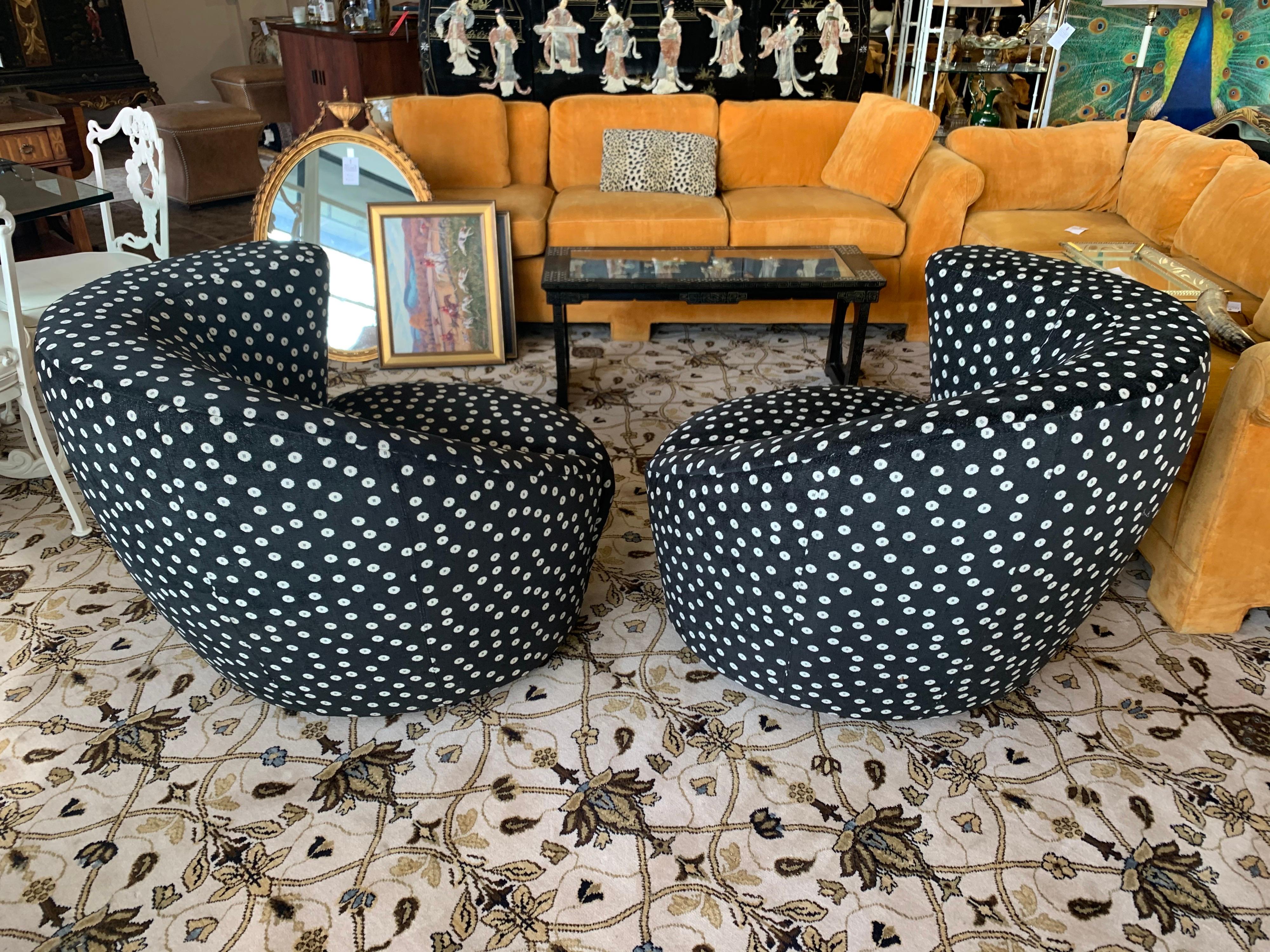 American Vladimir Kagan for Weiman Pair of Nautilus Corksrew Swivel Chairs