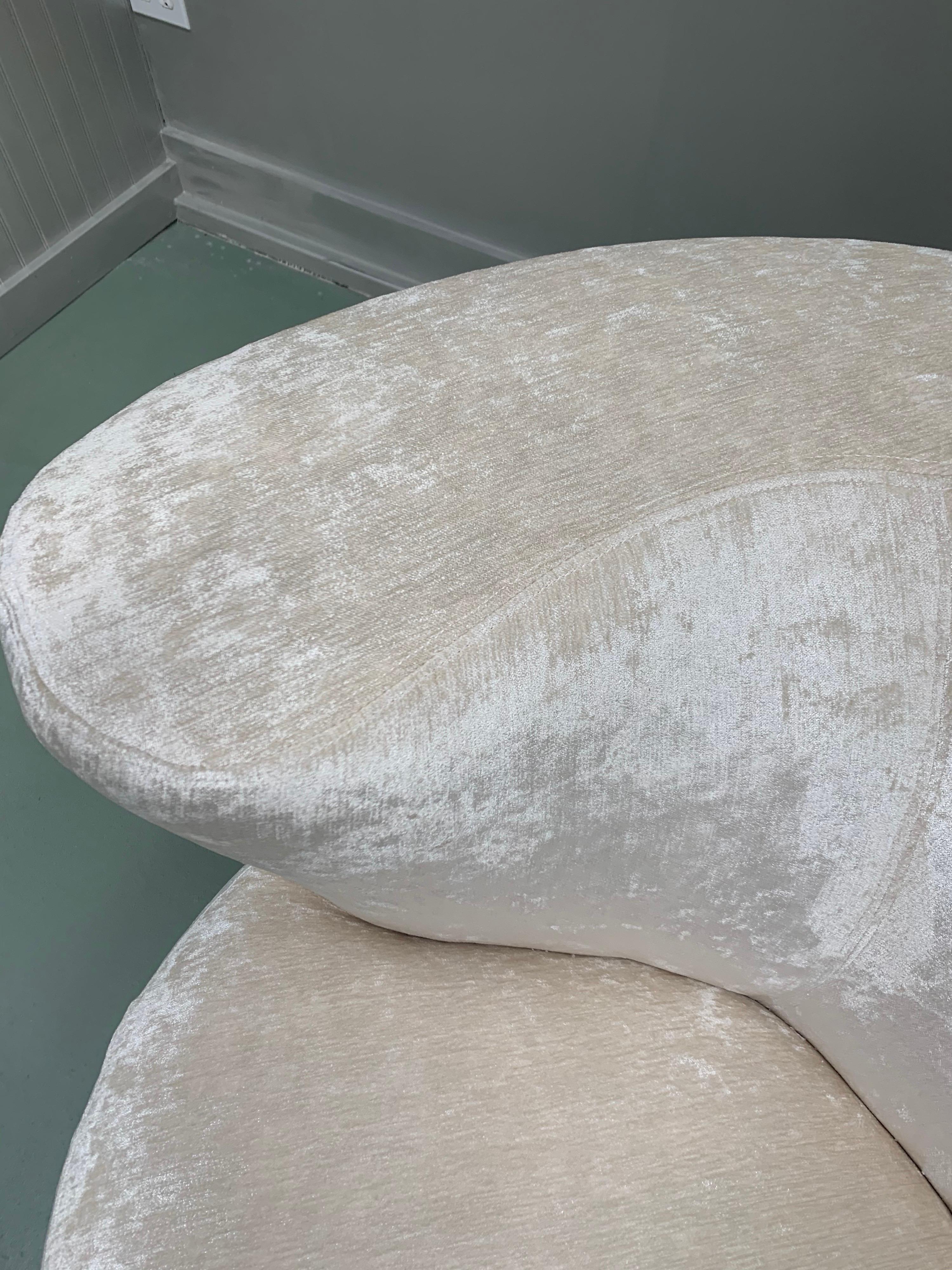 Fabric Vladimir Kagan for Weiman Pair of Newly Upholstered Nautilus Swivel Chairs