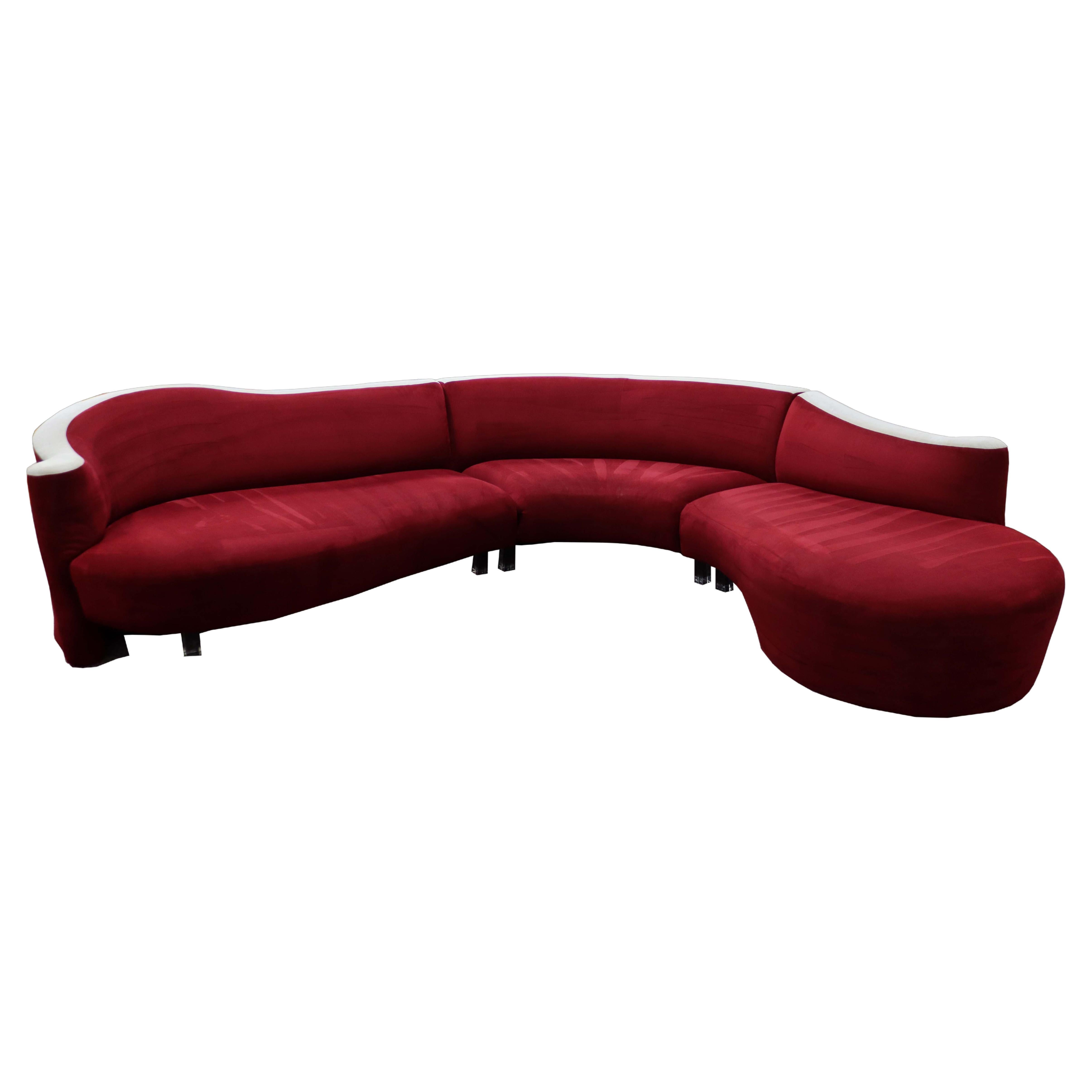 Weiman Preview Sculptural 3 PC Sectional Sofa w Lucite Legs Post Modern