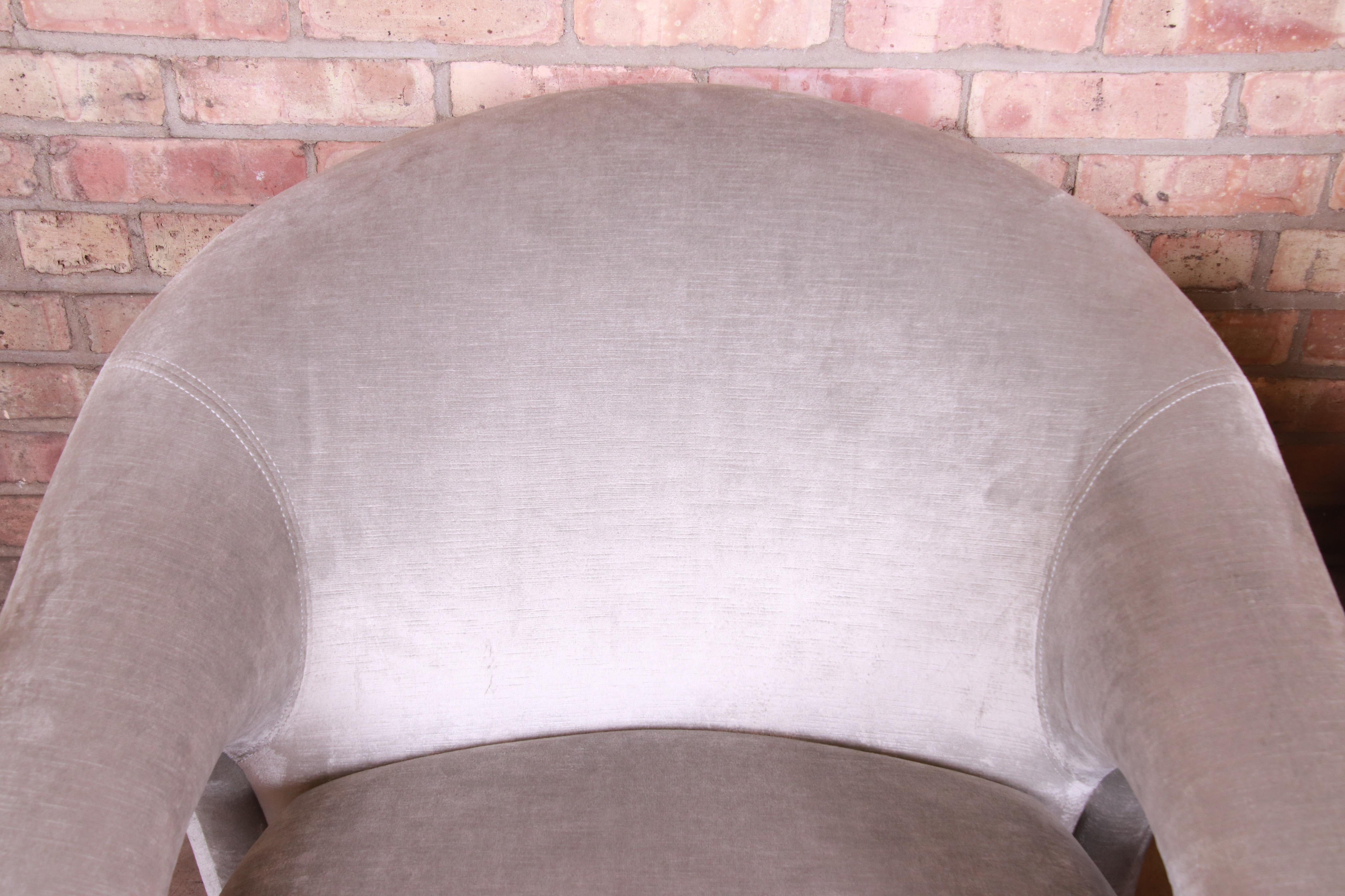 American Vladimir Kagan Sculptural Velvet Upholstered Lounge Chairs, Pair For Sale