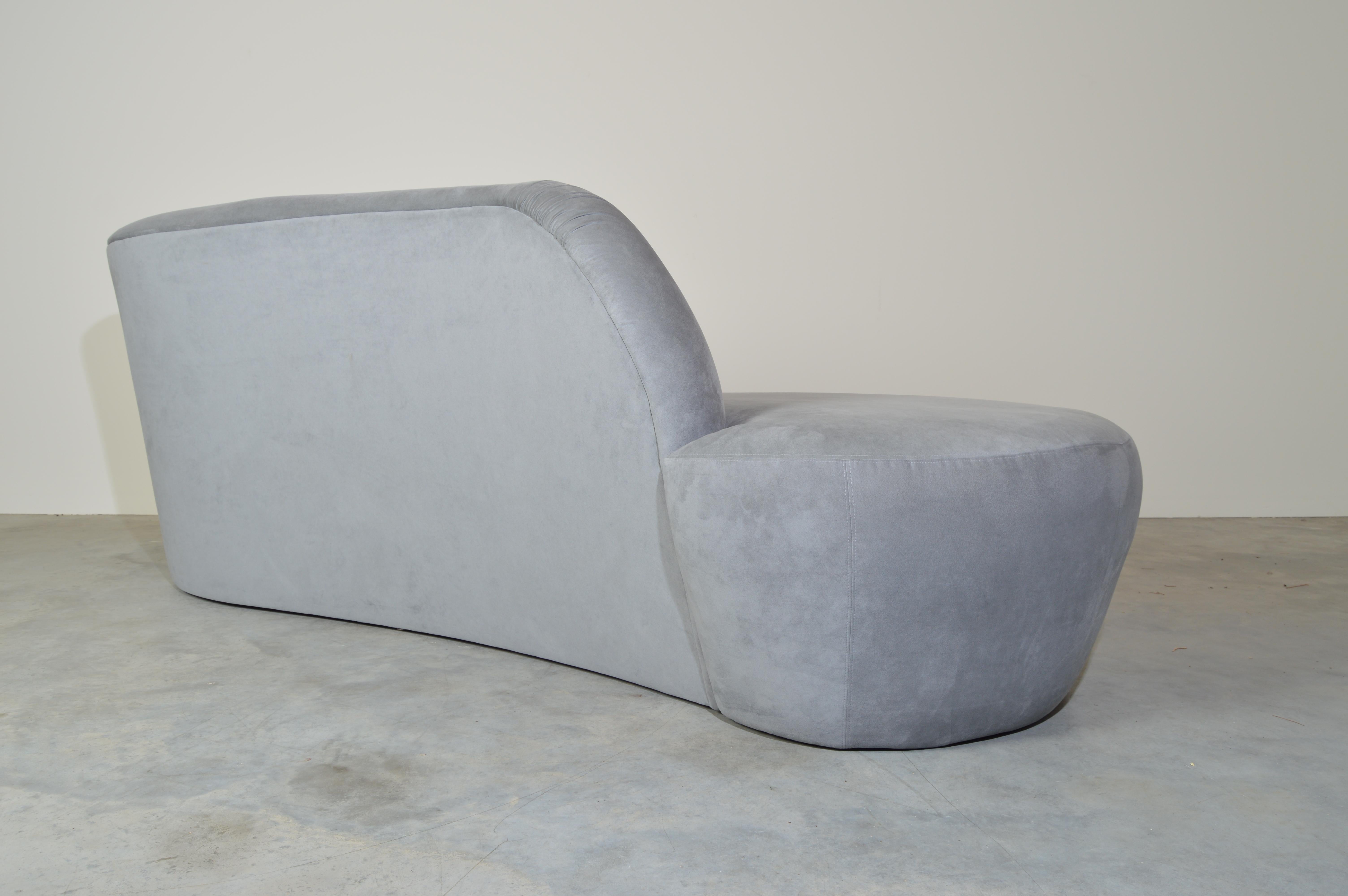 Weiman Preview Sofa Chaise Lounge with Pouf Ottoman in Ultrasuede after Kagan 1