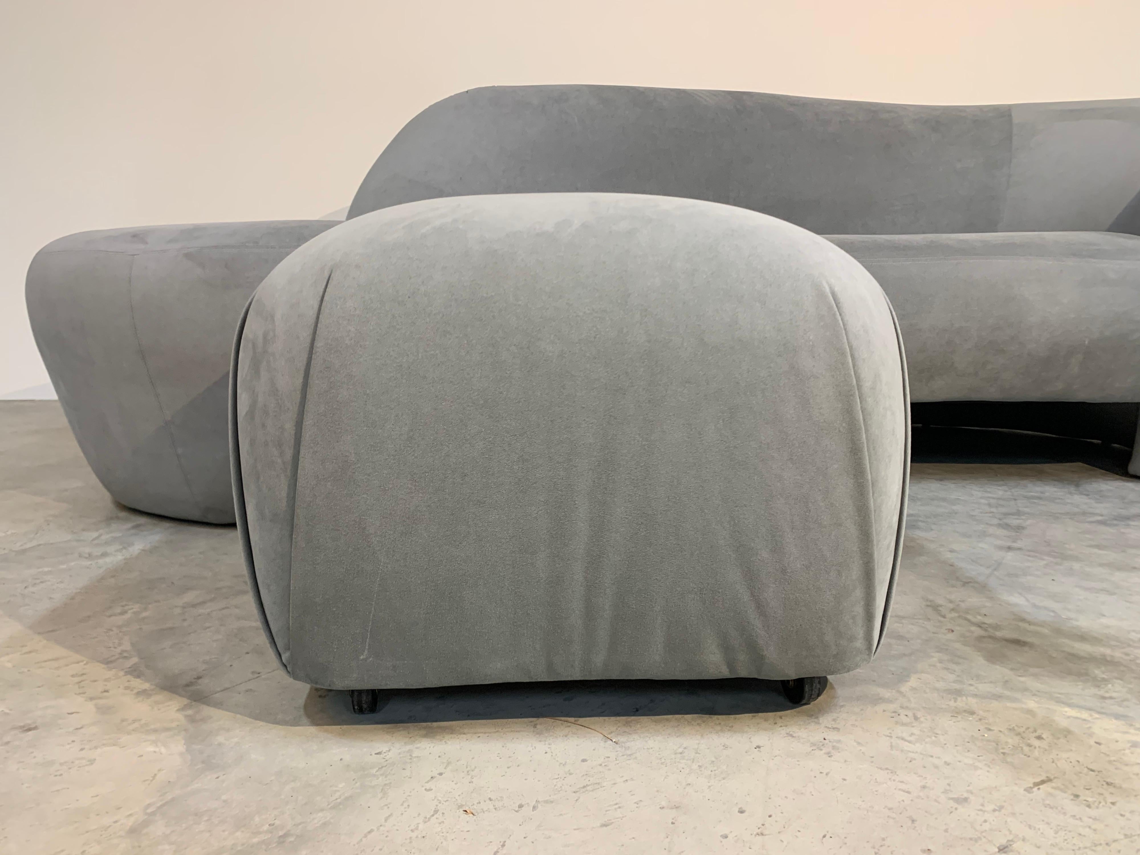Weiman Preview Sofa Chaise Lounge with Pouf Ottoman in Ultrasuede after Kagan 6