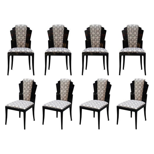 Set of Eight Postmodern High Back Spindle Dining Chairs from Spain in Black  For Sale at 1stDibs