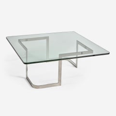 Vladimir Kagan Infinity Steel Glass Personal Family Coffee Table, Circa 1970