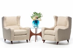 Vladimir Kagan Juno - Sedie reclinabili con schienale a dondolo in morbido Bouclé bianco avorio