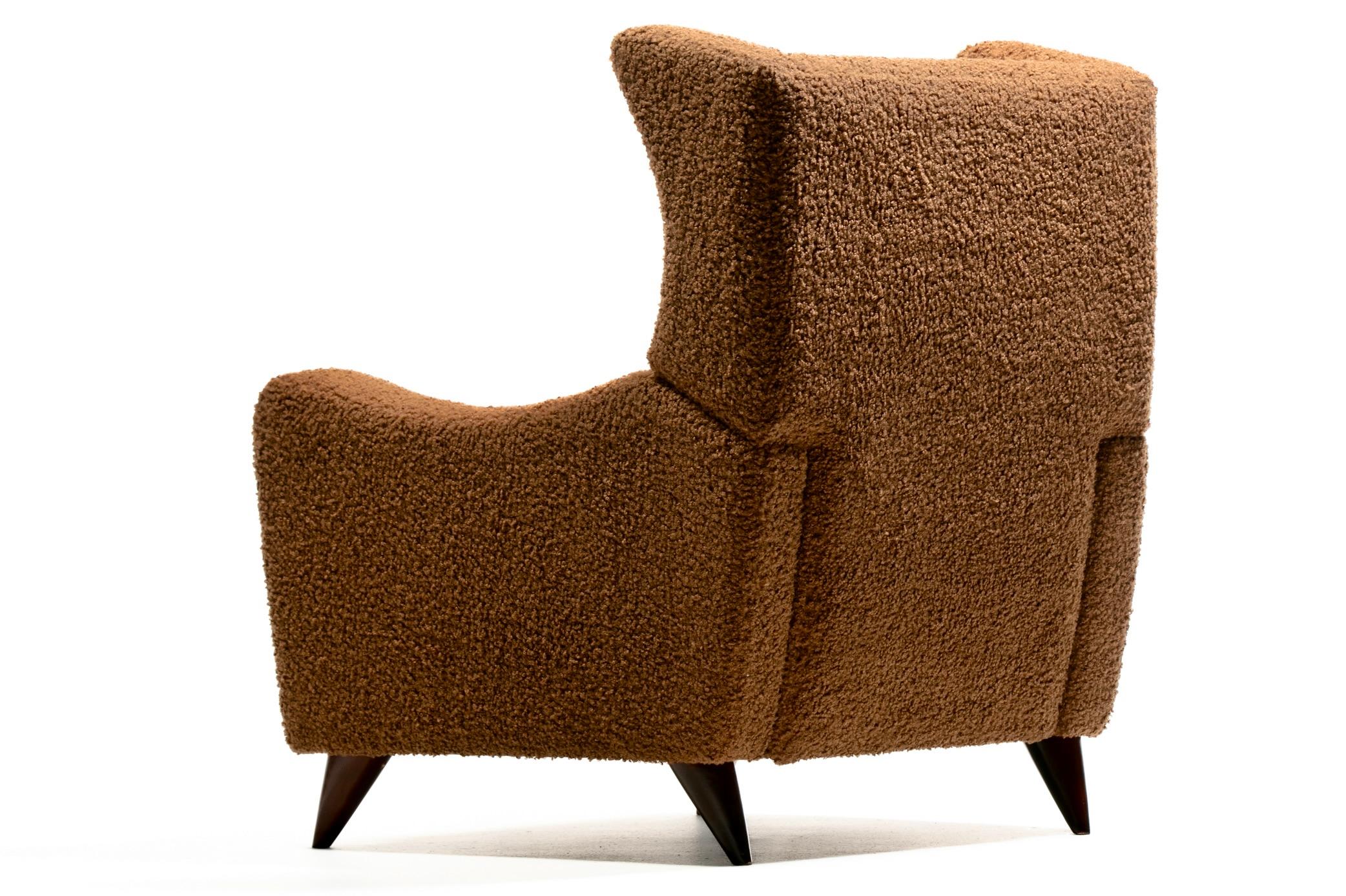 Vladimir Kagan Juno Wingback Recliner in Soft Cocoa Brown Bouclé For Sale 2