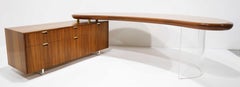 Vladimir Kagan Kidney Desk with Credenza in Tawi Wood