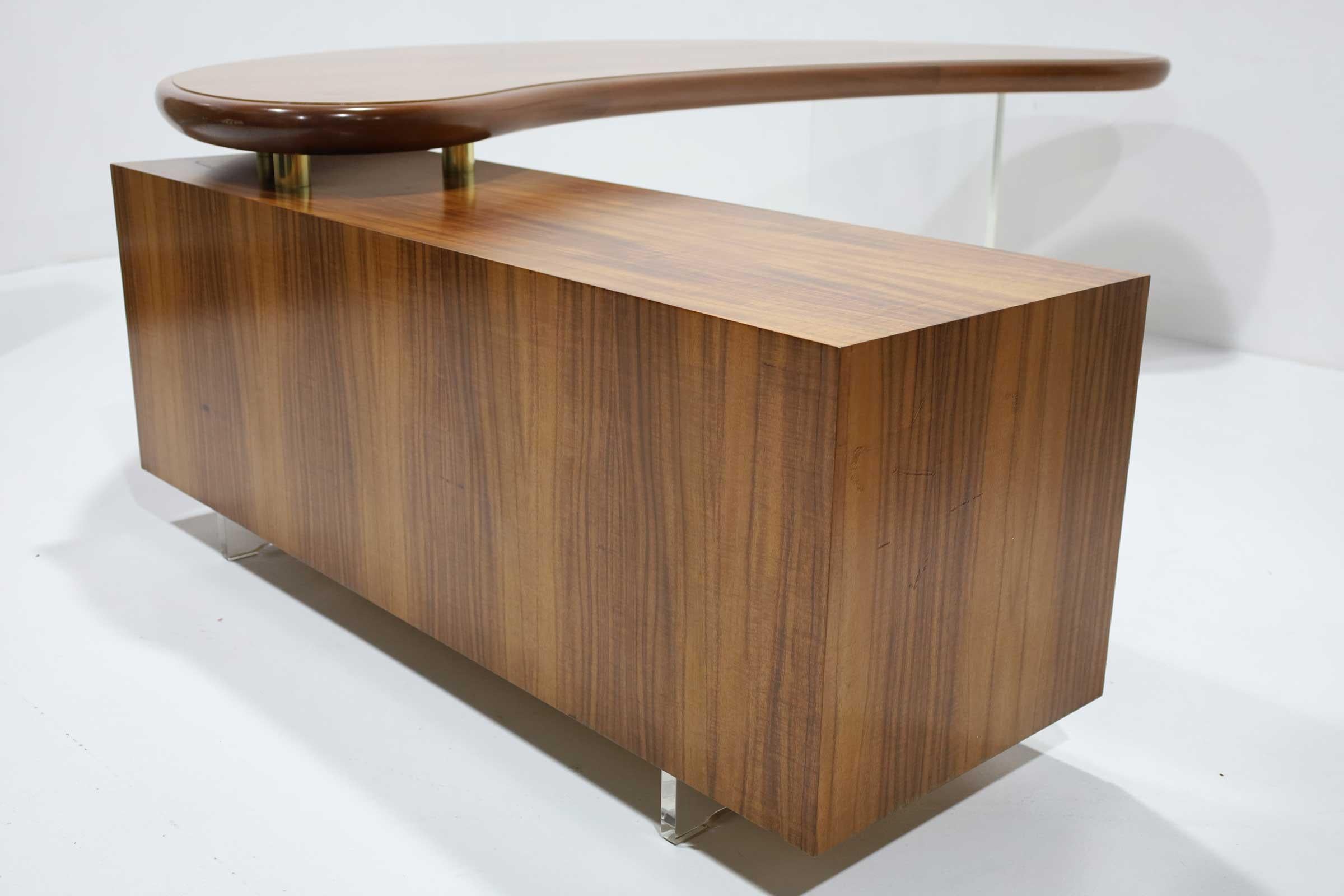Mid-Century moderno Scrivania a rene con credenza Vladimir Kagan in Wood Tawi in vendita