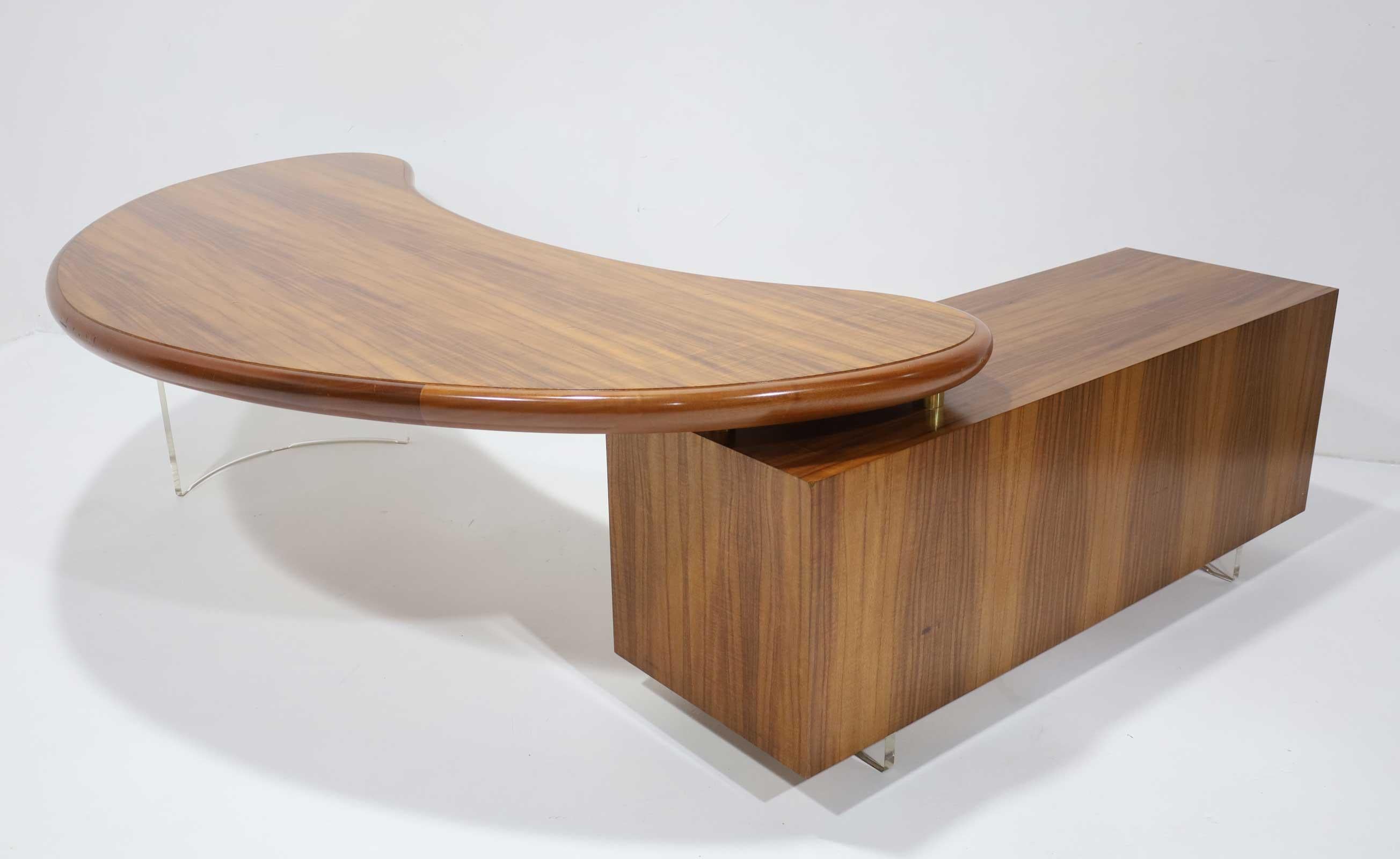 Scrivania a rene con credenza Vladimir Kagan in Wood Tawi In condizioni buone in vendita a Dallas, TX