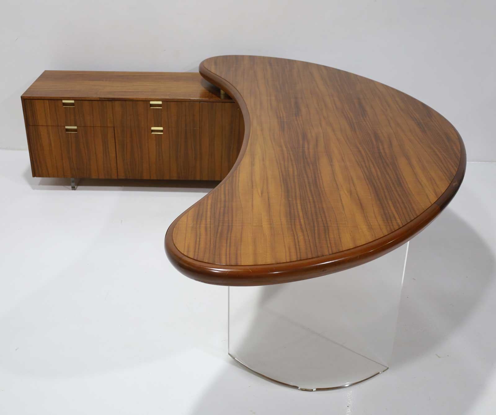 XX secolo Scrivania a rene con credenza Vladimir Kagan in Wood Tawi in vendita