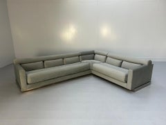 Vladimir Kagan L-Shape 5-Seat Sectional Sofa - In Pale-Grey Velvet