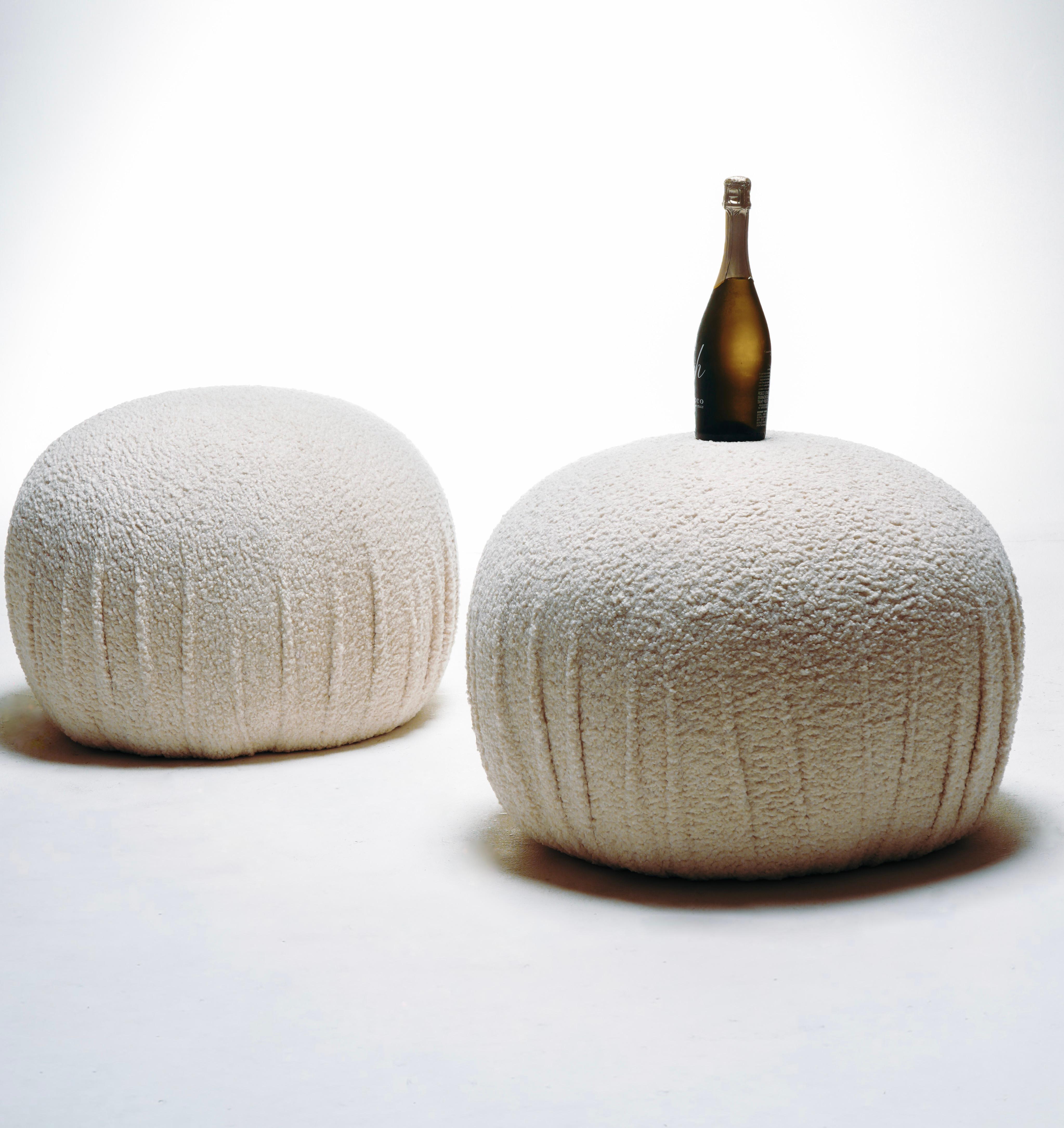 19th Century Vladimir Kagan Large Boucle Poufs For Sale