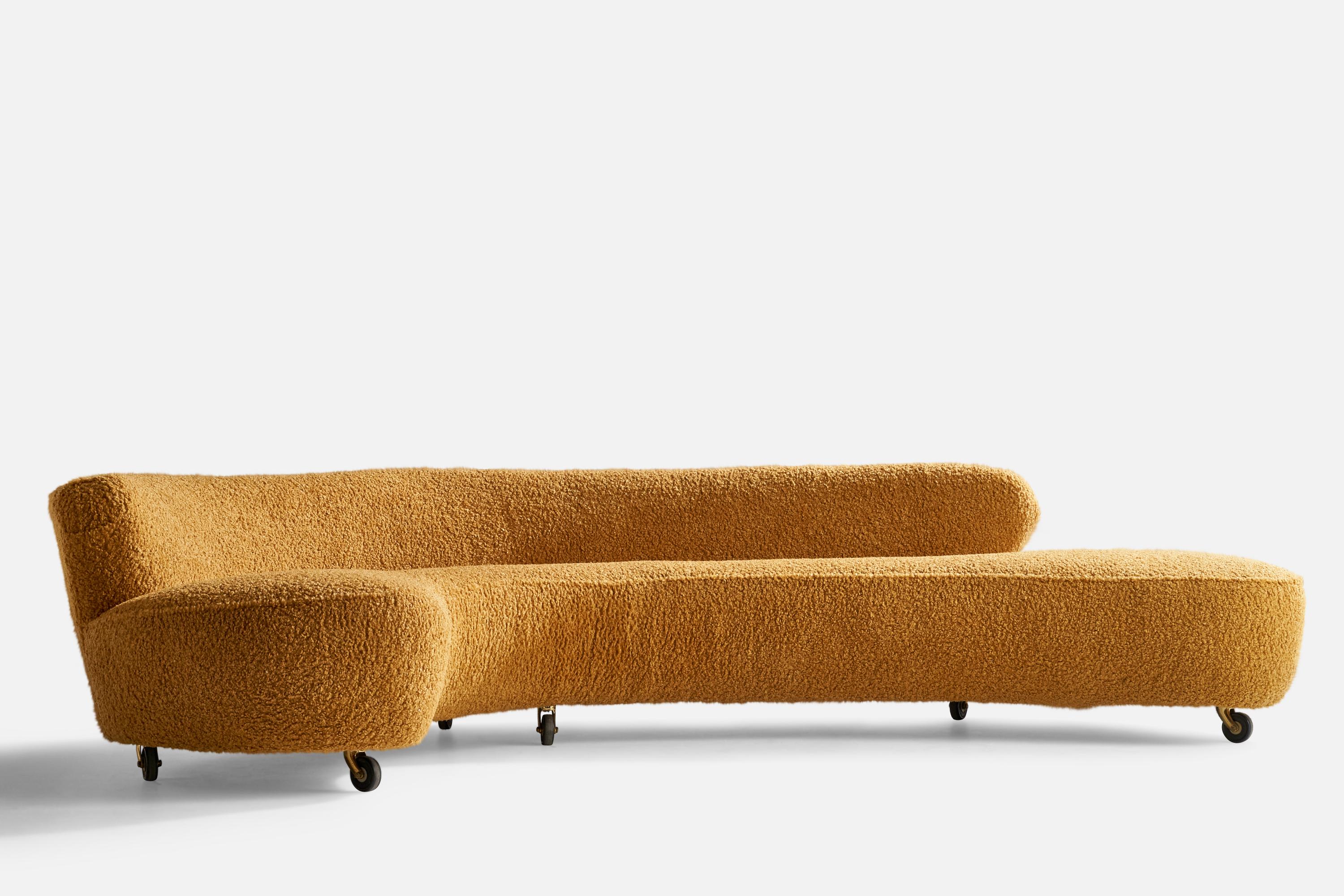 Mid-20th Century Vladimir Kagan, Large Curved Sofa, Fabric, Metal, USA, 1950s For Sale