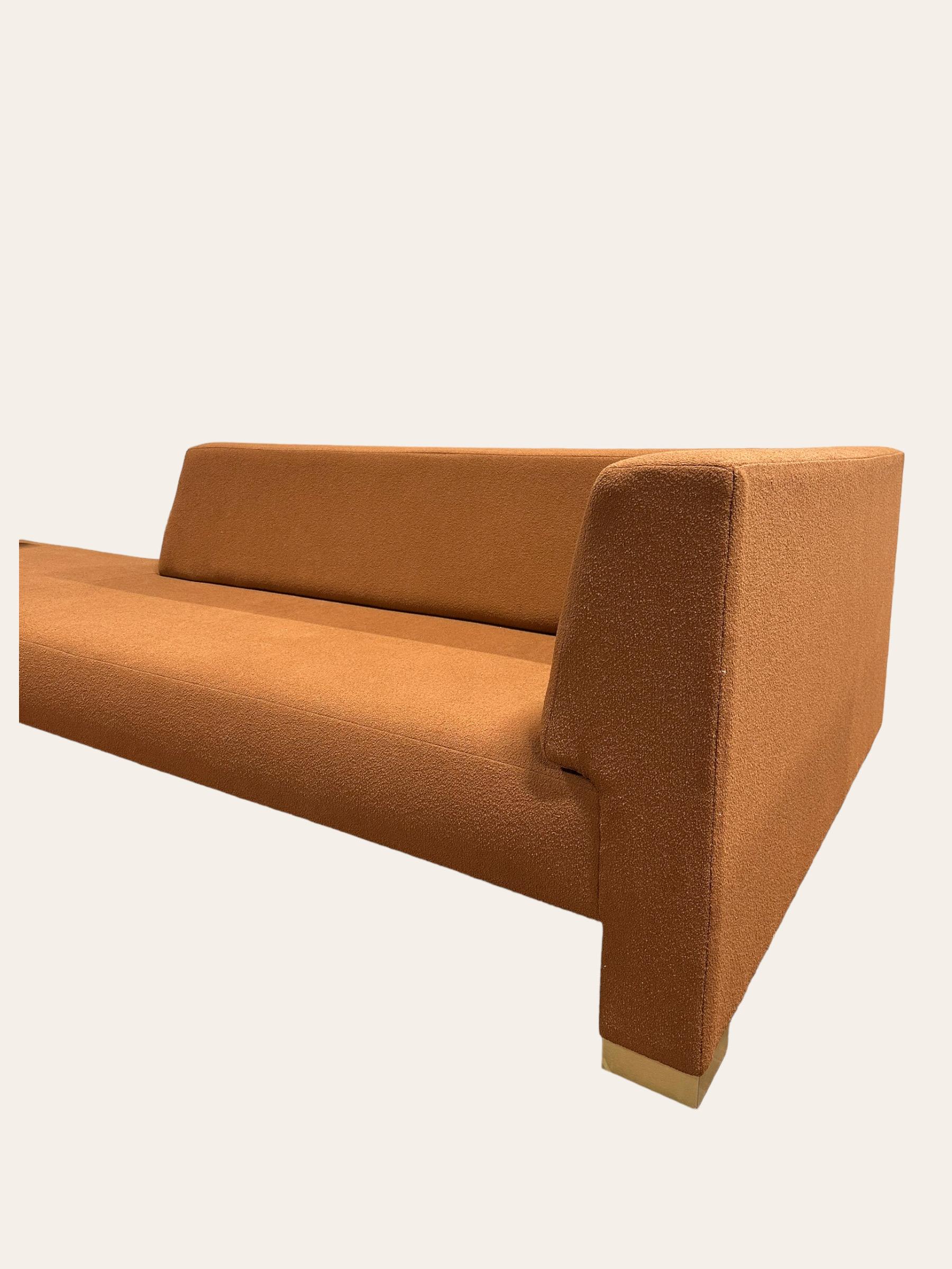 Modern Vladimir Kagan Large Sectional Custom L Shaped Sofa Rust bouclé Vintage Certifed For Sale
