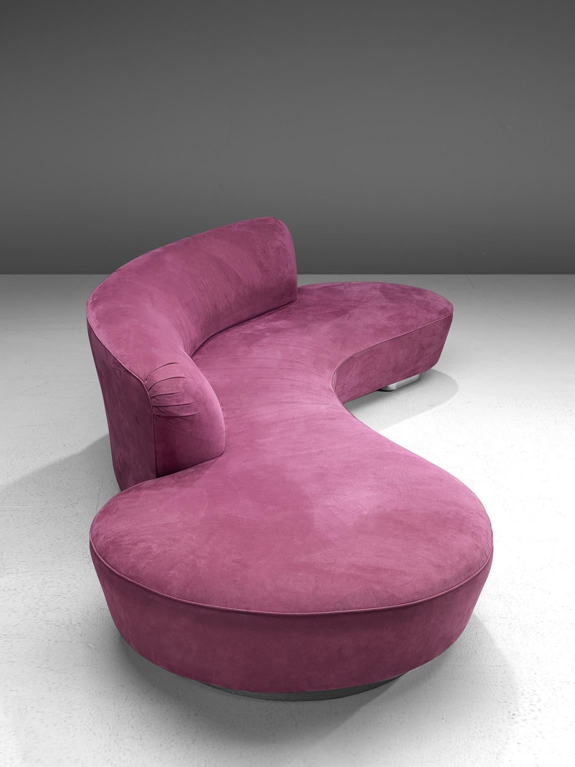Vladimir Kagan, 'Serpentine' sofa, magenta fabric and chrome, United States, design 1950, later production.

This Serpentine sofa by Vladimir Kagan has a sculptural beauty thanks to its clarity and biomorphic shape. In Kagan's own words 'one form