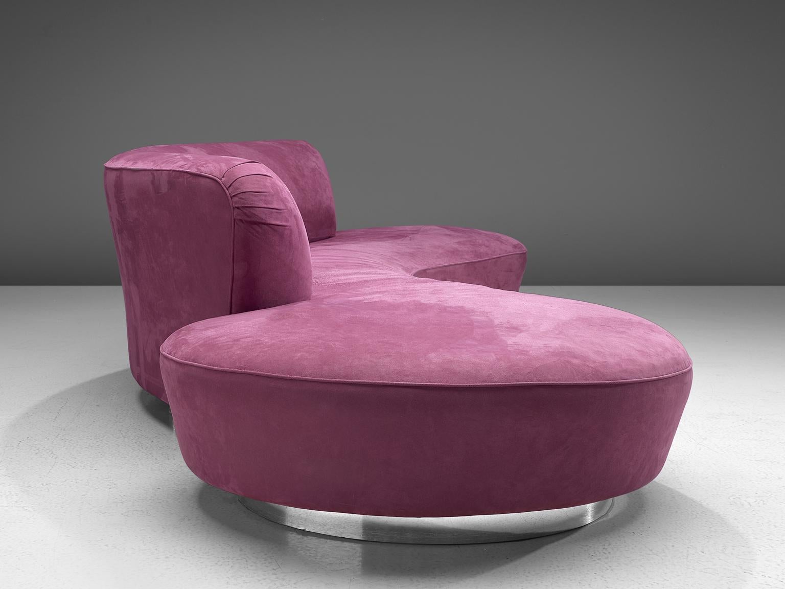 Mid-Century Modern Vladimir Kagan Large 'Serpentine' Sofa in Magenta
