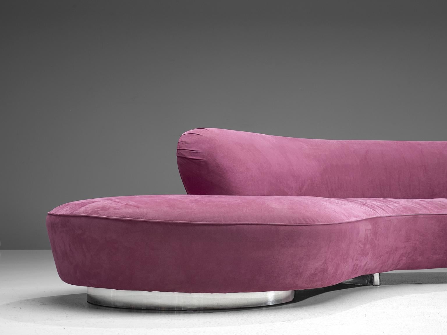 Vladimir Kagan Large 'Serpentine' Sofa in Magenta In Good Condition In Waalwijk, NL