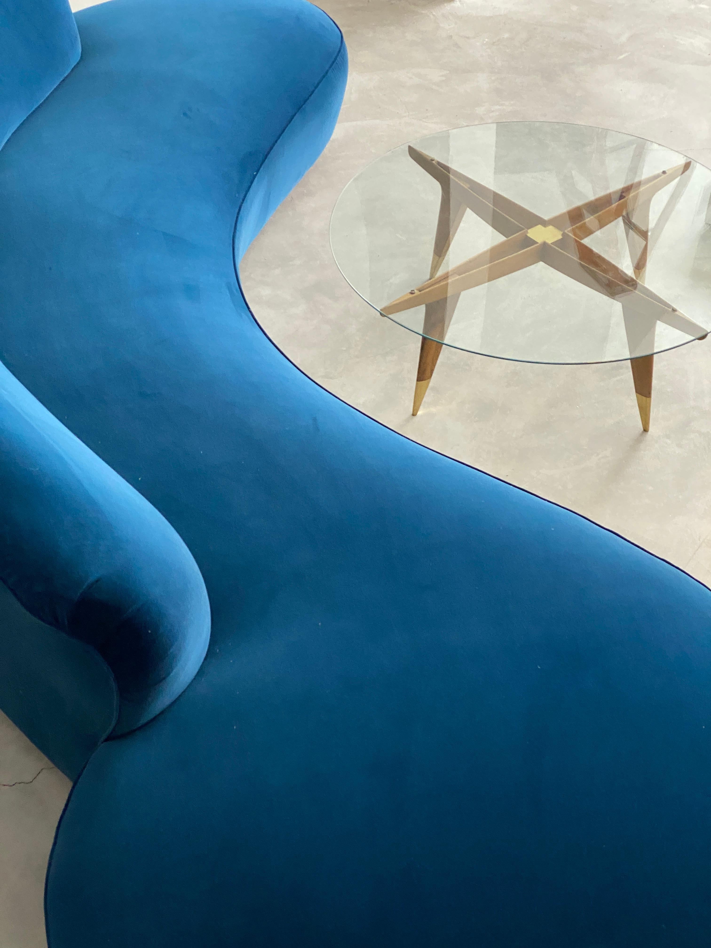 Vladimir Kagan, Large Sofa, Walnut, Blue Velvet, Vladimir Kagan Designs, Inc 2