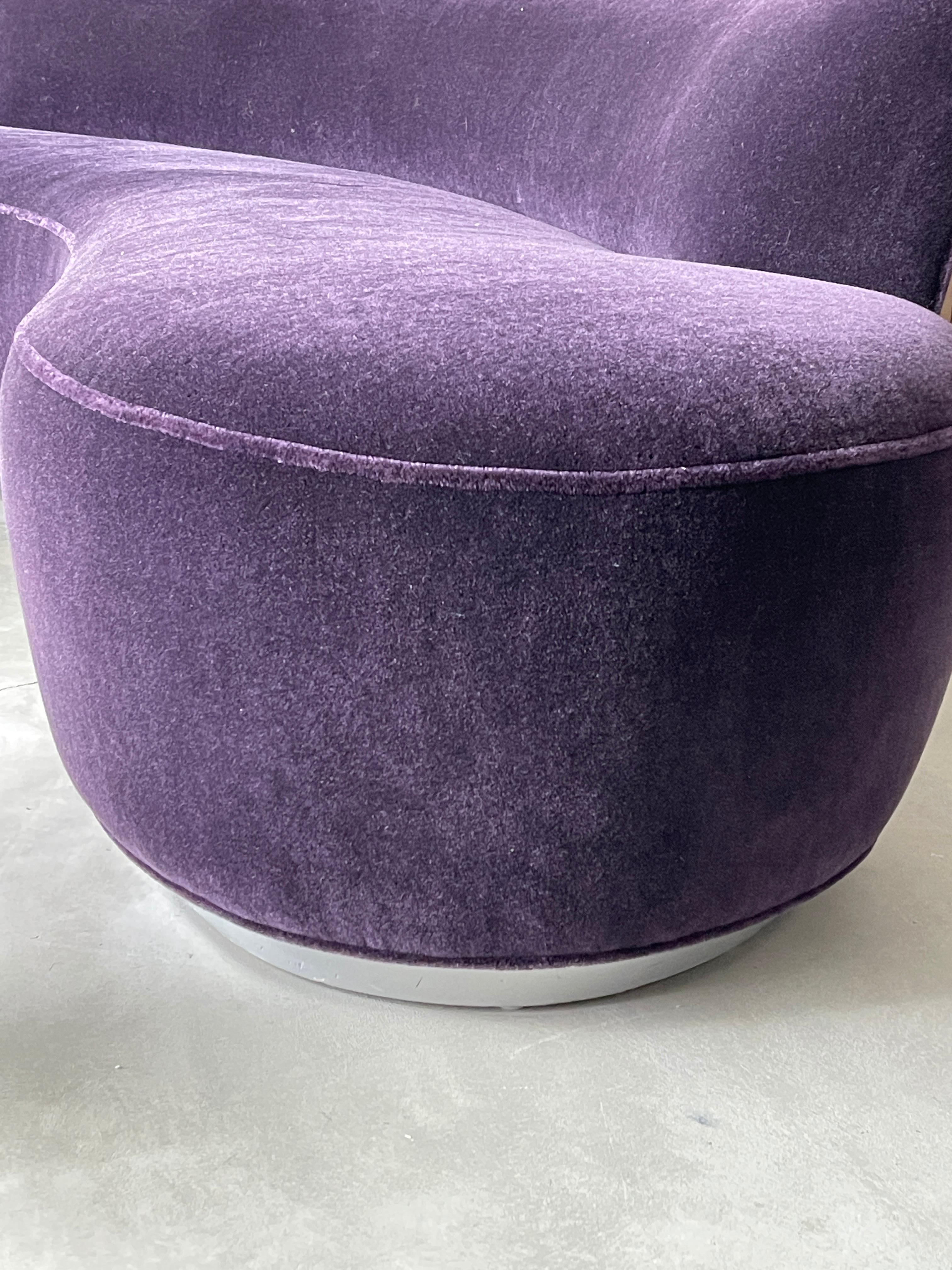 Wood Vladimir Kagan, Large Sofa, wood, Purple Mohair, Vladimir Kagan Designs, Inc