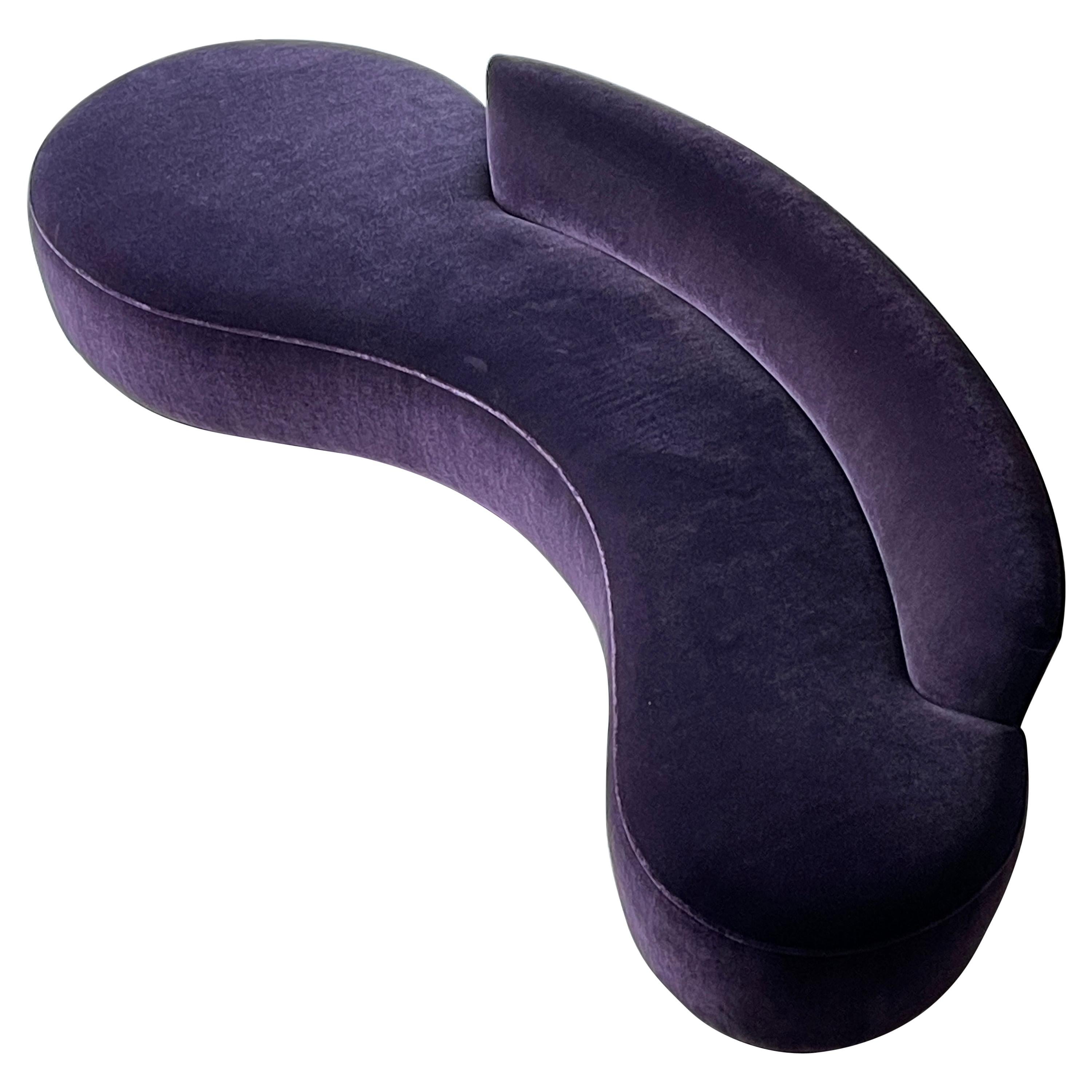 Vladimir Kagan, Large Sofa, wood, Purple Mohair, Vladimir Kagan Designs, Inc