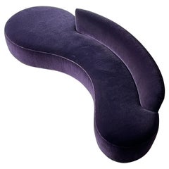 Retro Vladimir Kagan, Large Sofa, wood, Purple Mohair, Vladimir Kagan Designs, Inc