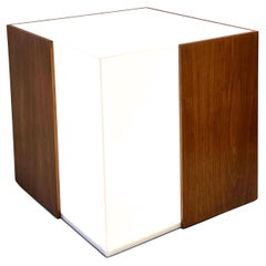 Vladimir Kagan Lightbox Cube Illuminated Walnut Table Stand