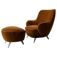 Vladimir Kagan Lounge and Ottoman, 1990s