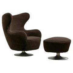 Vladimir Kagan Lounge Chair and Matching Ottoman Labeled