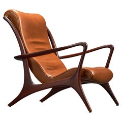 Vladimir Kagan, Loungesessel, Leder, Nussbaum, Kagan-Dreyfuss, Inc, Usa, ca. 1950